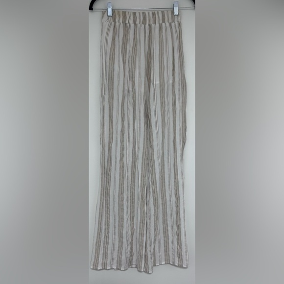 Miou Muse Striped Beige and White Split Leg Pants Size Small - Picture 3 of 6